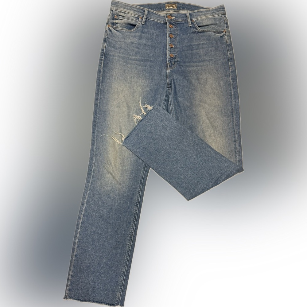 MOTHER Women's Pixie Dazzler Ankle Fray Jeans in Classic Blue | Sz 31